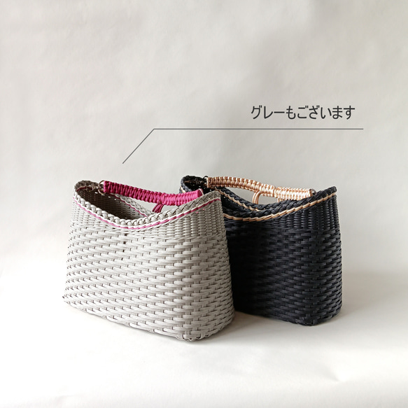 ブラック×シャンパンゴールドのパラコードかごバッグ2way｜B5サイズ・長さ調節可・内ポケット 17枚目の画像