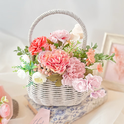 桜ピンクのふわふわリース アーティフィシャルフラワー リース Peony