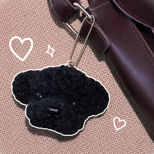 ぬいぐるみ、トイプードル、犬、ハンドメイド、オリジナル、キーホルダー 刺繍ネームプレート を付けれる！】トイプードルのキーホルダー 犬