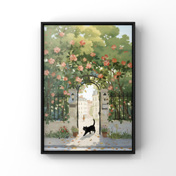 絵画。壁掛け原画【素敵なピアノ曲と椅子の上で寝たい猫】 絵画 アカザ
