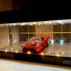 ay⭐︎⭐︎＊・みかげ石基調・ディスプレーBOX・ネオジオラマ 1/43展示14台可・黒大理石・2層式ディスプレーBOX/2色LED30灯