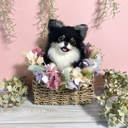 羊毛フェルト オーダー ワンちゃん フラワーフレーム 結婚式