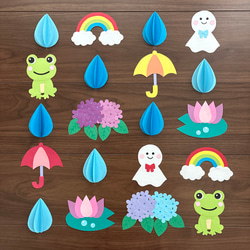 梅雨壁面飾り 立体パラソル壁面 傘壁面 6月壁面 ハンドメイド その他