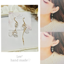 上品♡ベージュマーブル 大人かわいい 大ぶりピアス/イヤリング ピアス