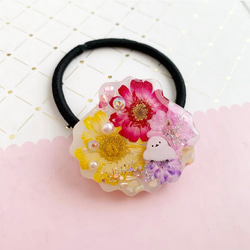 2873】ピンクシマエナガヘアゴム(B-15)レジンヘアアクセサリー