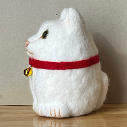 たまご型猫(白)(大)置物 7枚目の画像
