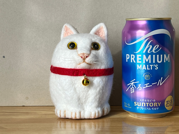 たまご型猫(白)(大)置物 12枚目の画像