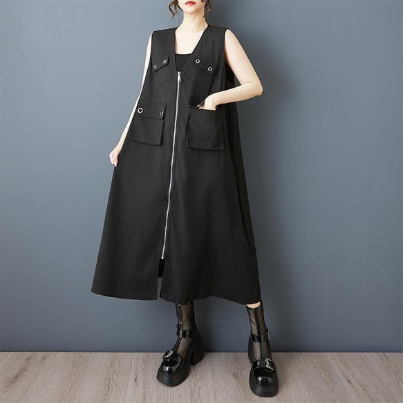 ❤️大きいサイズ ベスト　ジレ❤️レディース 　春夏　新品 ジップ　袖なし 2枚目の画像