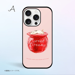 「SWEET DREAMS_猫とリンゴ飴」｜強化ガラスiPhoneケース 4枚目の画像