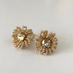 gold＊crystal ピアス 1枚目の画像