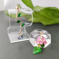 SOL OUT『紫陽花マジカルレボリューション』天然石水晶オーラ＆カラークラック水晶コイルブレスレット　 5枚目の画像