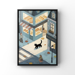 絵画。壁掛け原画【素敵なピアノ曲と椅子の上で寝たい猫】 絵画 アカザ