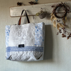 豪華手刺繍*アンティーク、ヴィンテージ*花かごバッグ手刺繍*ホーム