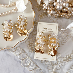 パール ワイヤーフラワー 花びら《ピアス/イヤリング》 ピアス（フック