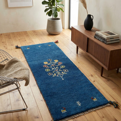 希少価値】ペルシャ ギャッベ ザクロの木 美しい風景柄 88x62cm 厚み