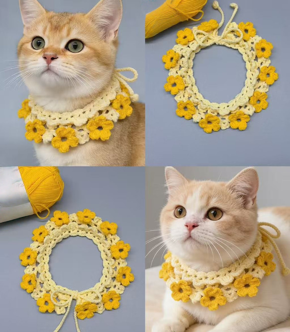 EMY's Gallery 猫襟 ワンちゃん襟 首輪 カギ編み 犬襟 つけ襟
