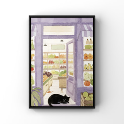 絵画。壁掛け絵原画手描き【ヨーロッパ風の椅子と白い猫】01 絵画