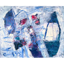seaflowers】F15 絵画 油絵 油彩 キャンバス 花 フラワー 花の絵 海の