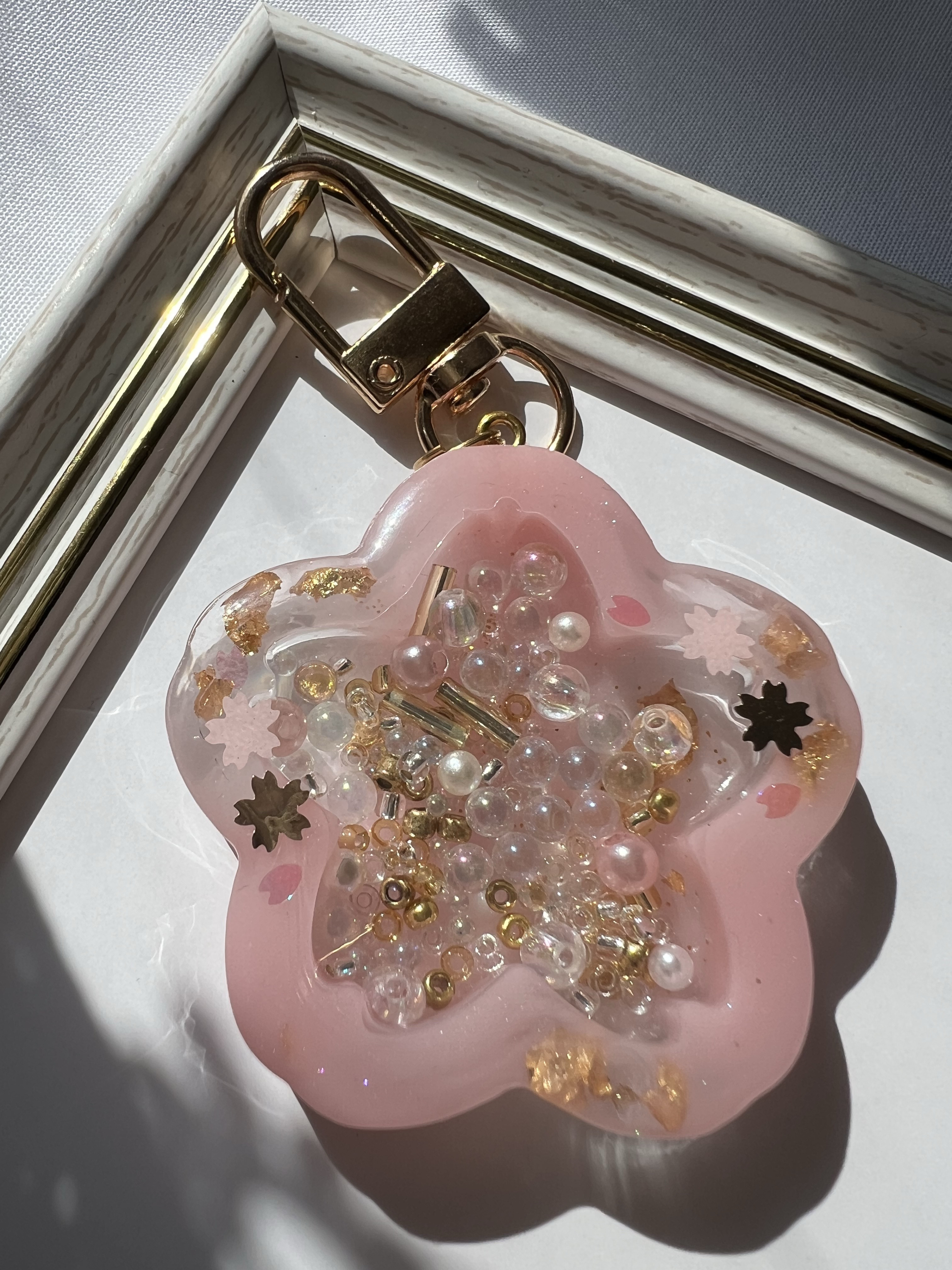 15 桜の花シェイカー ピンク グラデーション キーホルダー ゆっちー