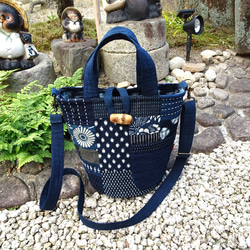 酒袋 藍染め ショルダー 2way バッグ ショルダーバッグ かよさん古布