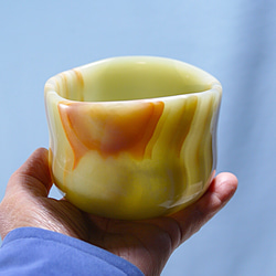 石の器 抹茶茶碗 『盛夏Ⅱ』 花器 自然石オニックスを使った彫刻作品