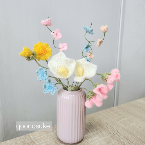 編み物ブーケ ニットフラワー 毛糸の花束 枯れないお花 かぎ針編み