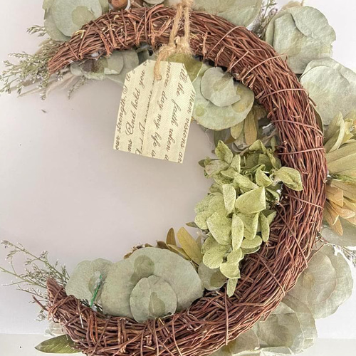 ナチュラルグリーンリース＊ドライフラワー＊韓国インテリア＊壁掛け
