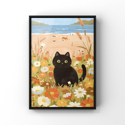 絵画。壁掛け絵原画手描き【ヨーロッパ風の椅子と白い猫】01 絵画