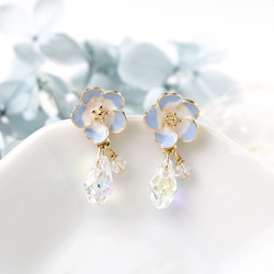 赤薔薇とコットンパール ピアス【イヤリング/金属アレルギー対応