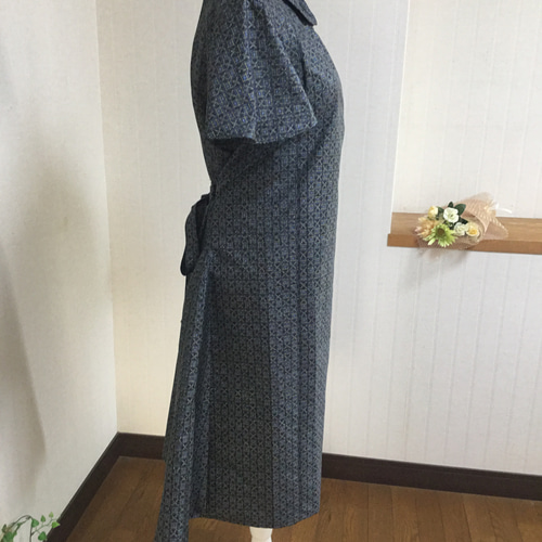 花ぷらら・ポッチャリさんの為のワンピース・大島紬・大きめ・調整可能