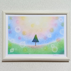 冬のパステルアート ホワイトクリスマスの幻想 パステル画原画 絵画