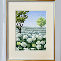 ひまわり畑」透明水彩画 原画 風景画 額縁付 SMサイズ 絵画 Oni 通販