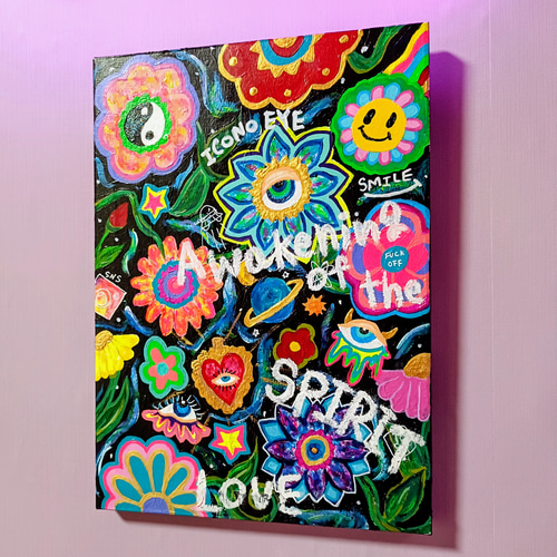 【愛と狂気のマーケット出展作品】Message Flowers（PU） 愛と狂気のマーケット出展作品】Message Flowers（BL） 絵画 Icono-Eye
