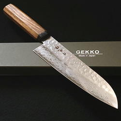 10A ダマスカス 牛刀包丁 210㎜ G1813 焼栗柄 月光作 包丁・ナイフ