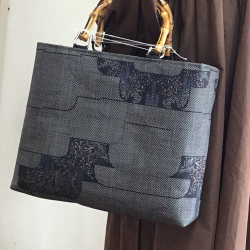 花ぷら 大島紬 トートバッグ ハンドメイド 亀甲 トートバッグ 花ぷらら