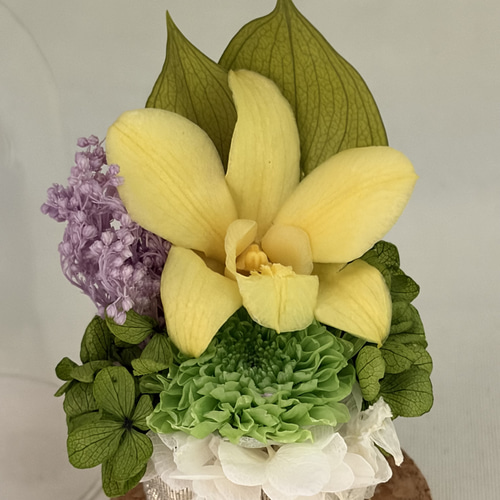 プリザーブドフラワーガラスドーム入り仏花　コンパクトサイズ　一対 プリザーブドフラワー仏花ガラスドーム入り一対コンパクトサイズ