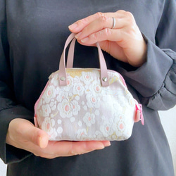 帯リメイク 七宝花菱柄の帯から作ったミニバッグ／スマホショルダー