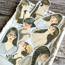 送料無料【S426コラージュ素材】海外PETステッカー 女子 人物 マステ
