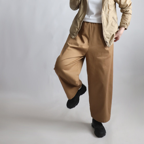 新作 96cm コットンチノ生地 幅広 幅広ストレート パンツ シンプル