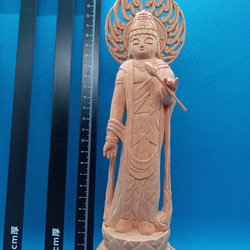 MD386【極上の木彫】古い 木彫彩色不動明王像 置物◇東洋彫刻/仏像