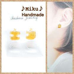 No.611-E ドライフラワー・琉球ガラス・蝶々☆ピアス・イヤリング