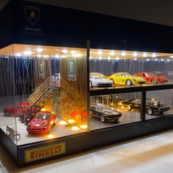 1/43展示可・ミラー＆大理石・4層式ディスプレーBOX / LED20灯