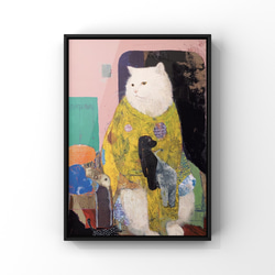 絵画。原画【コーヒーカップの熊ちゃんは喜んでコーヒーを飲みます