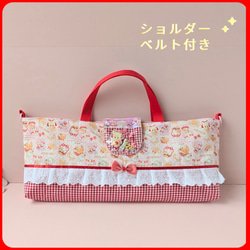 レッスンバッグ　手提げ　シルバニア　うさぎ　刺繍リボン　ハートキルト レッスンバッグ 手提げ シルバニア うさぎ 刺繍リボン ハートキルト