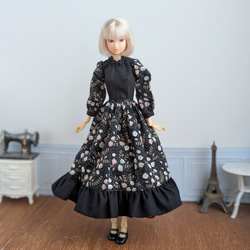 リカちゃん 丸えりワンピース くろ 1118【復刻版初代リカちゃん】ブルーの丸襟ワンピース※リカちゃん