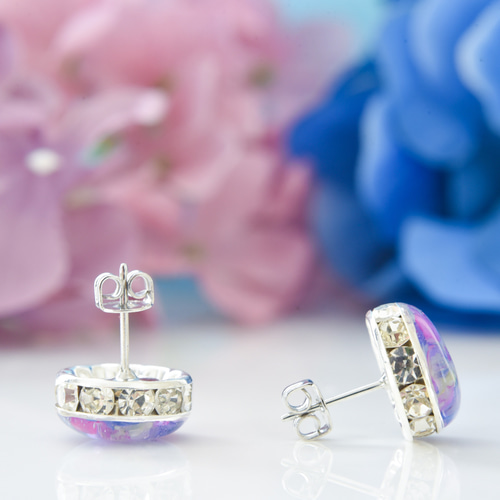 6月限定】紫陽花の花手水：ピアス/イヤリング【受注製作】 ピアス