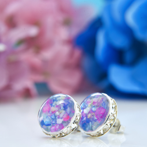 6月限定】紫陽花の花手水：ピアス/イヤリング【受注製作】 ピアス