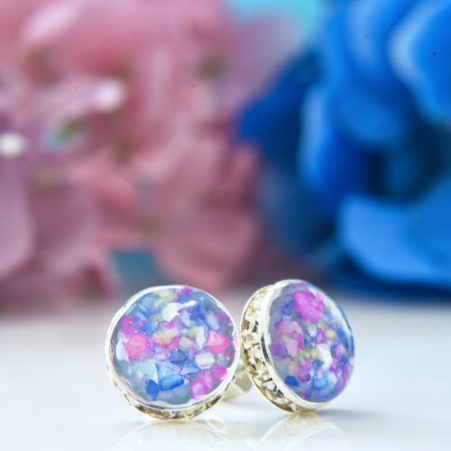 6月限定】紫陽花の花手水：ピアス/イヤリング【受注製作】 ピアス