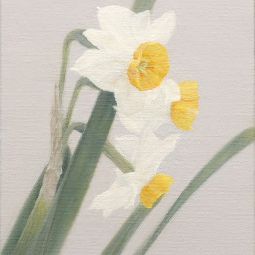 油絵『水仙（2026春）』小サイズ（22.7 x 15.8 cm） 絵画 山野内覚