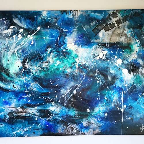 高度六000からの蒼 / 抽象画 65×90㎝ キャンバス 原画 モダンアート